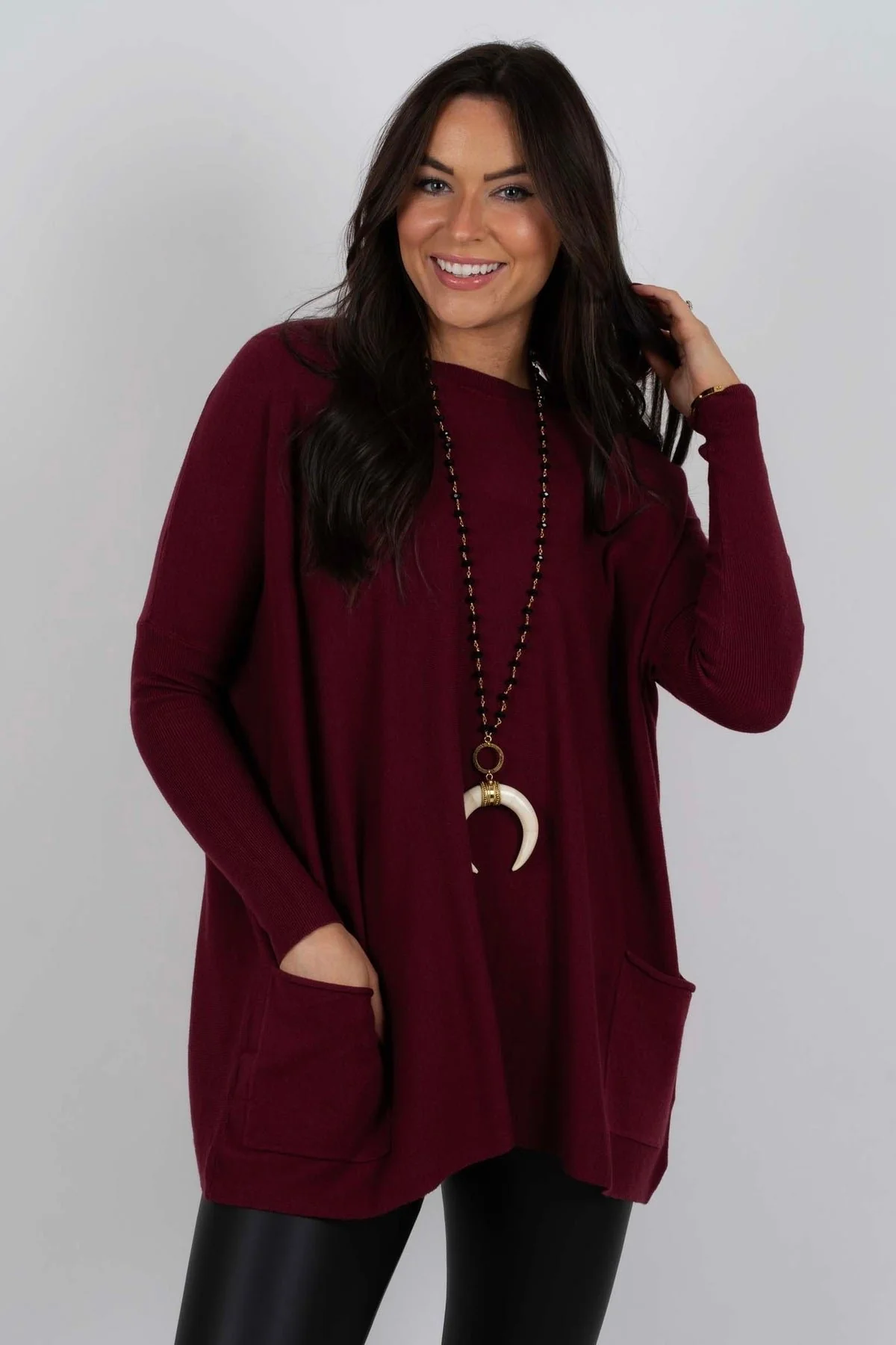 2023 Fall Casual Plus Size Pockets Solid Pullover