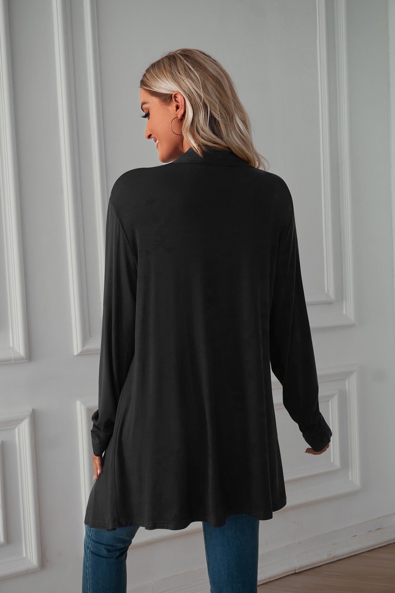 Women's Long Sleeve Cardigan Solid Color Coat Long Top