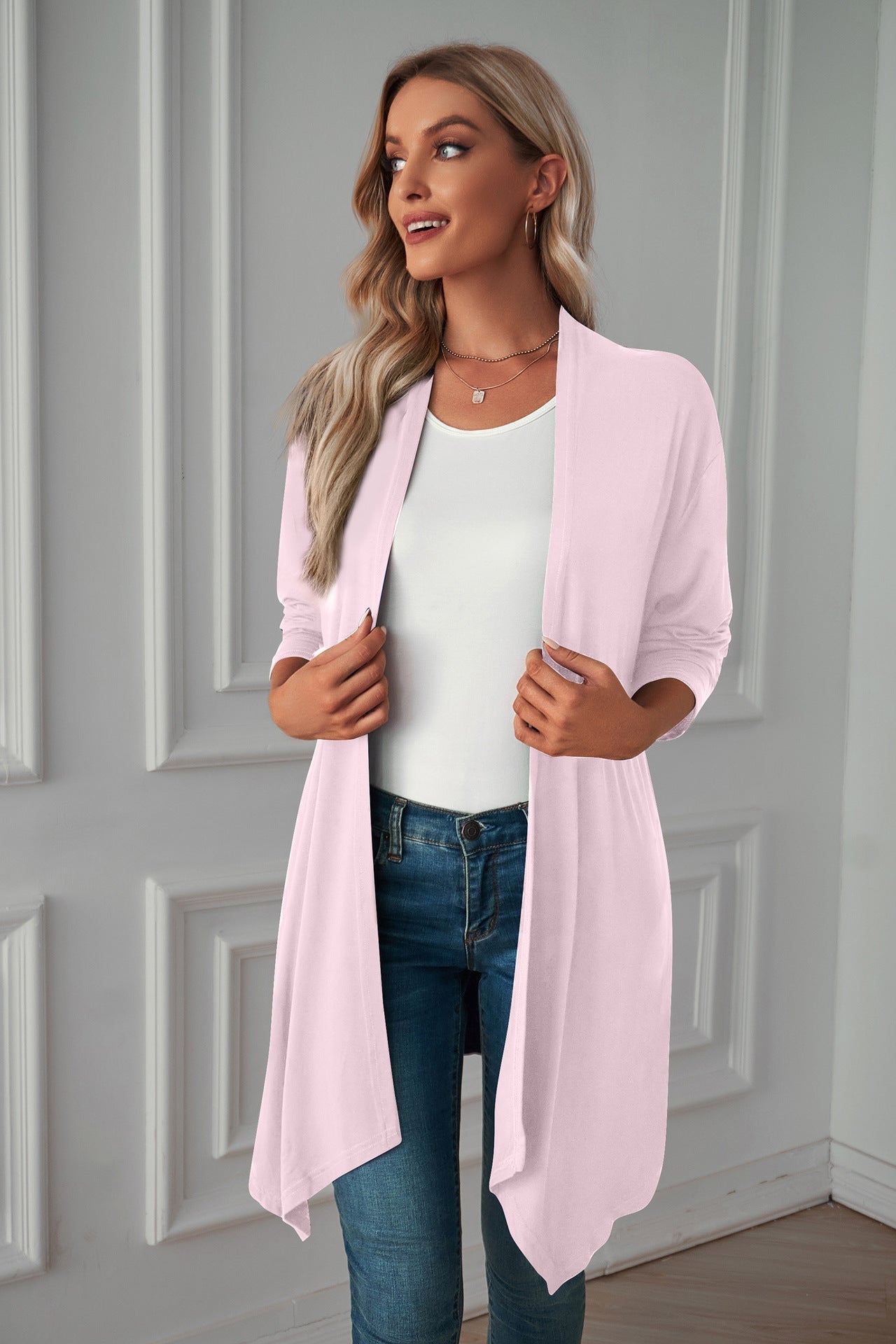 Women's Long Sleeve Cardigan Solid Color Coat Long Top