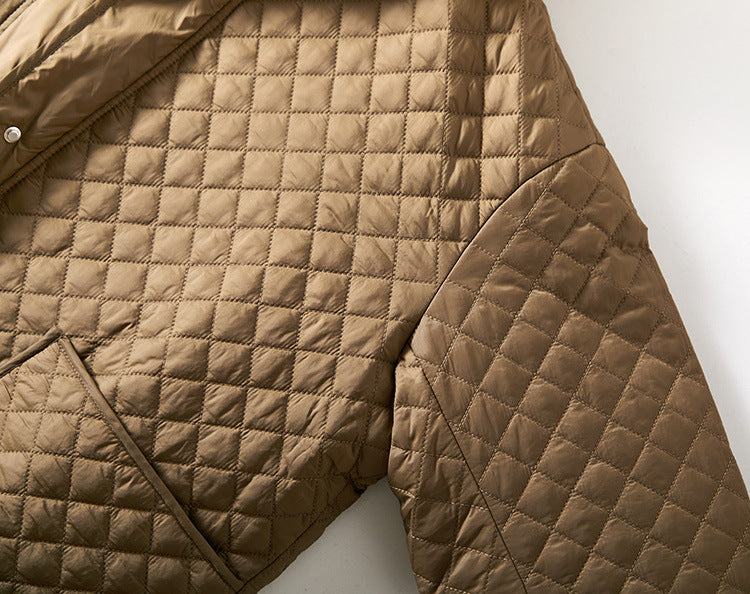 Diamond Pattern Cotton Coat Quilted Car Coat