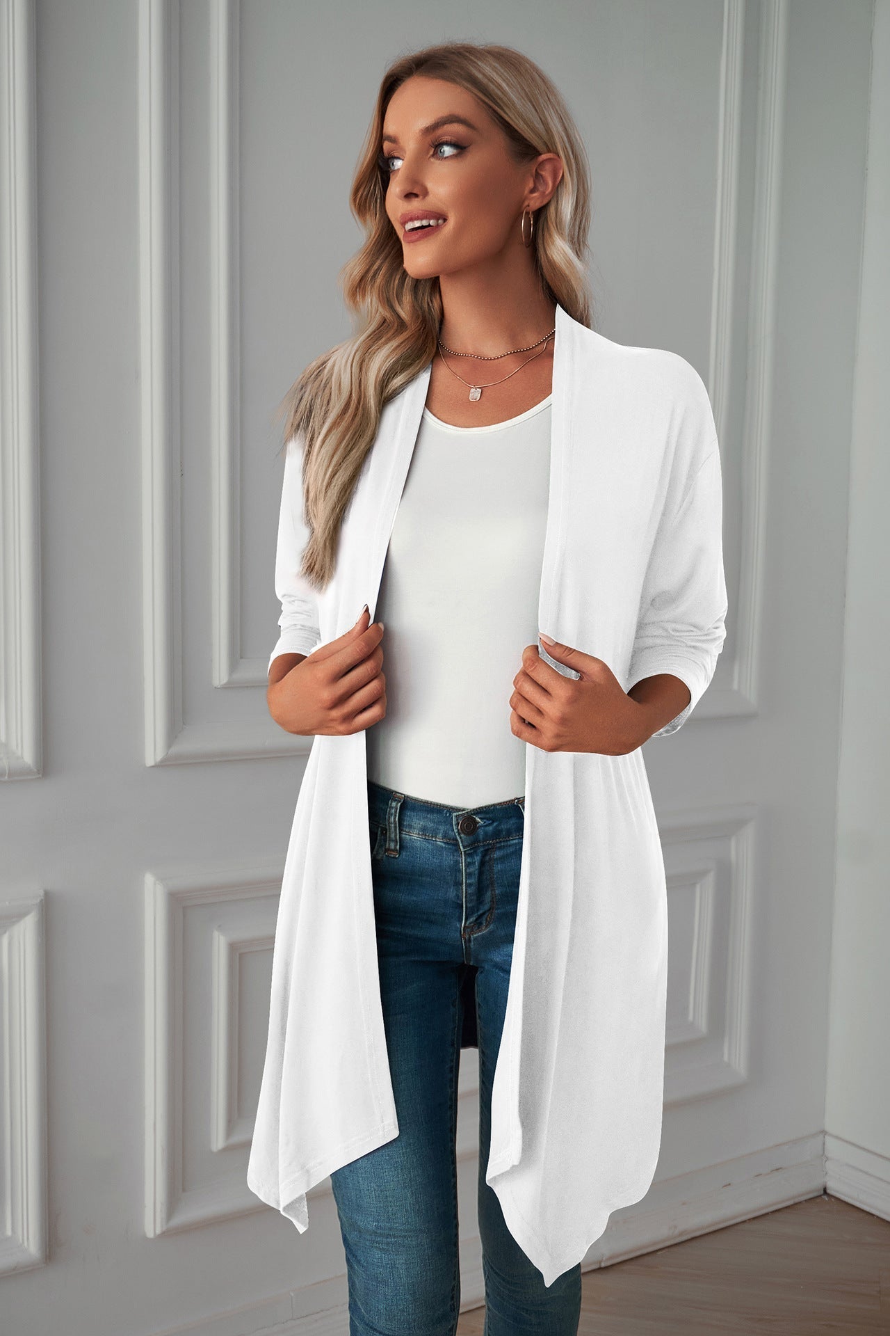 Women's Long Sleeve Cardigan Solid Color Coat Long Top