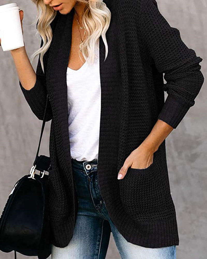 Curved Fly Pocket Sweater Cardigan