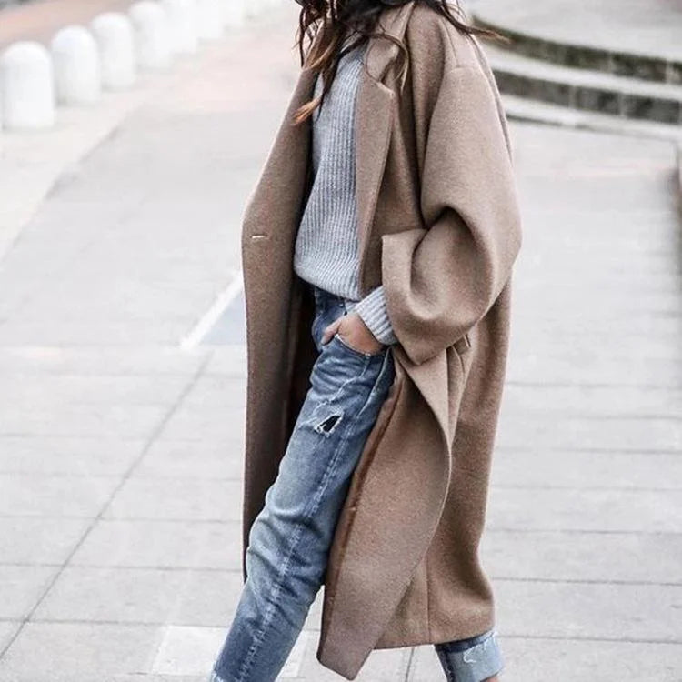 Free Shipping - Oversized Retro Casual Solid Color Windbreaker Warm Coat