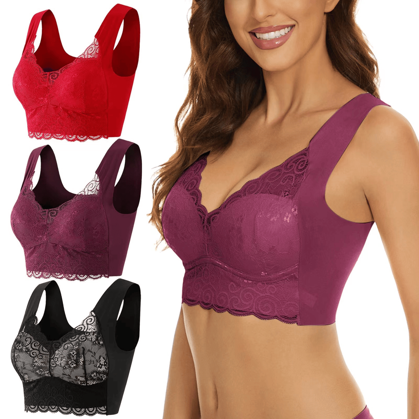 🔥Last Day Buy 1 Get 2 Free😍-Seamless Bra Wireless Push Up Lace Bra